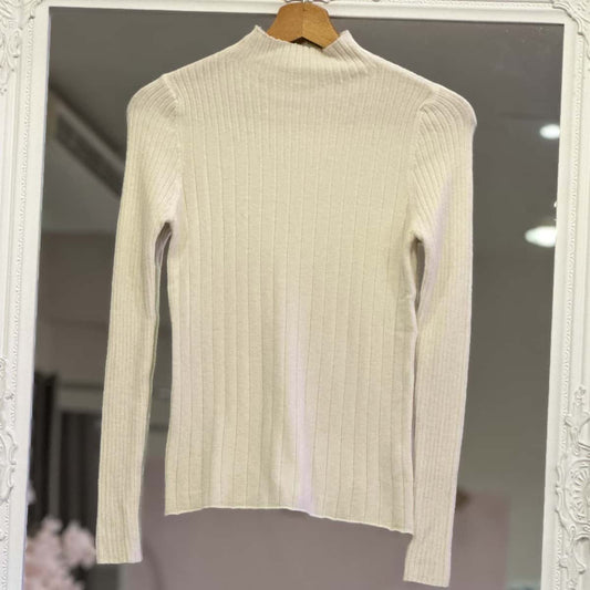 Pull col cheminée écru