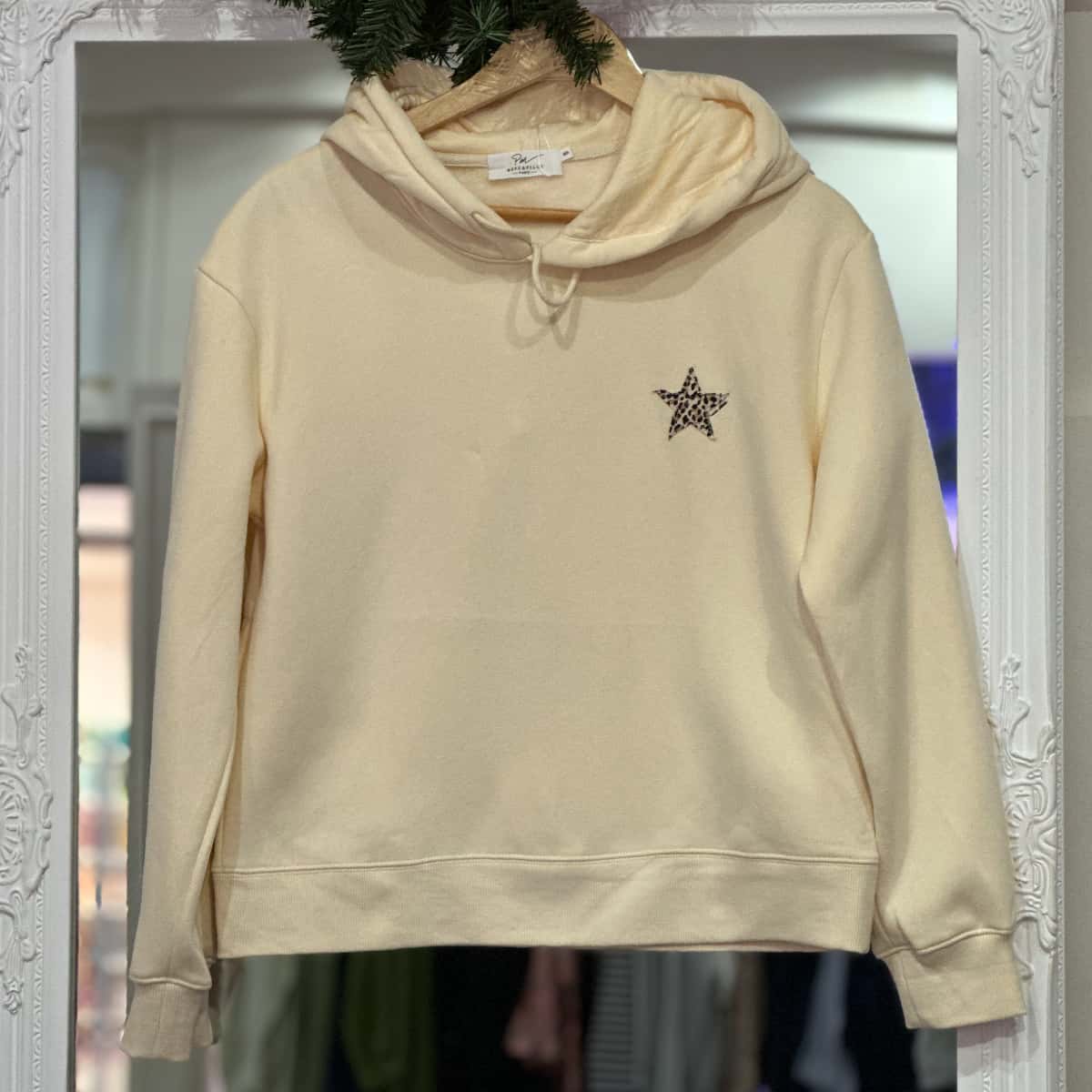 Sweat à capuche "Etoile" écru femme