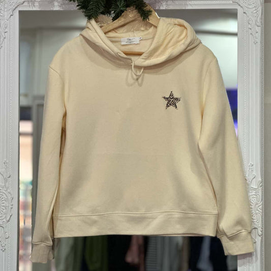 Sweat à capuche "Etoile" écru femme