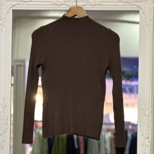 Pull col cheminée marron