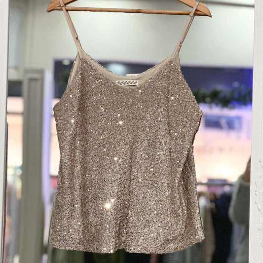 Débardeur à paillettes beige