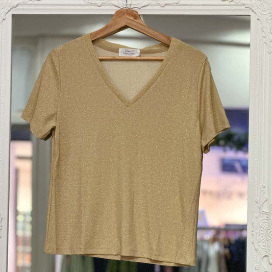 T shirt de fête doré femme