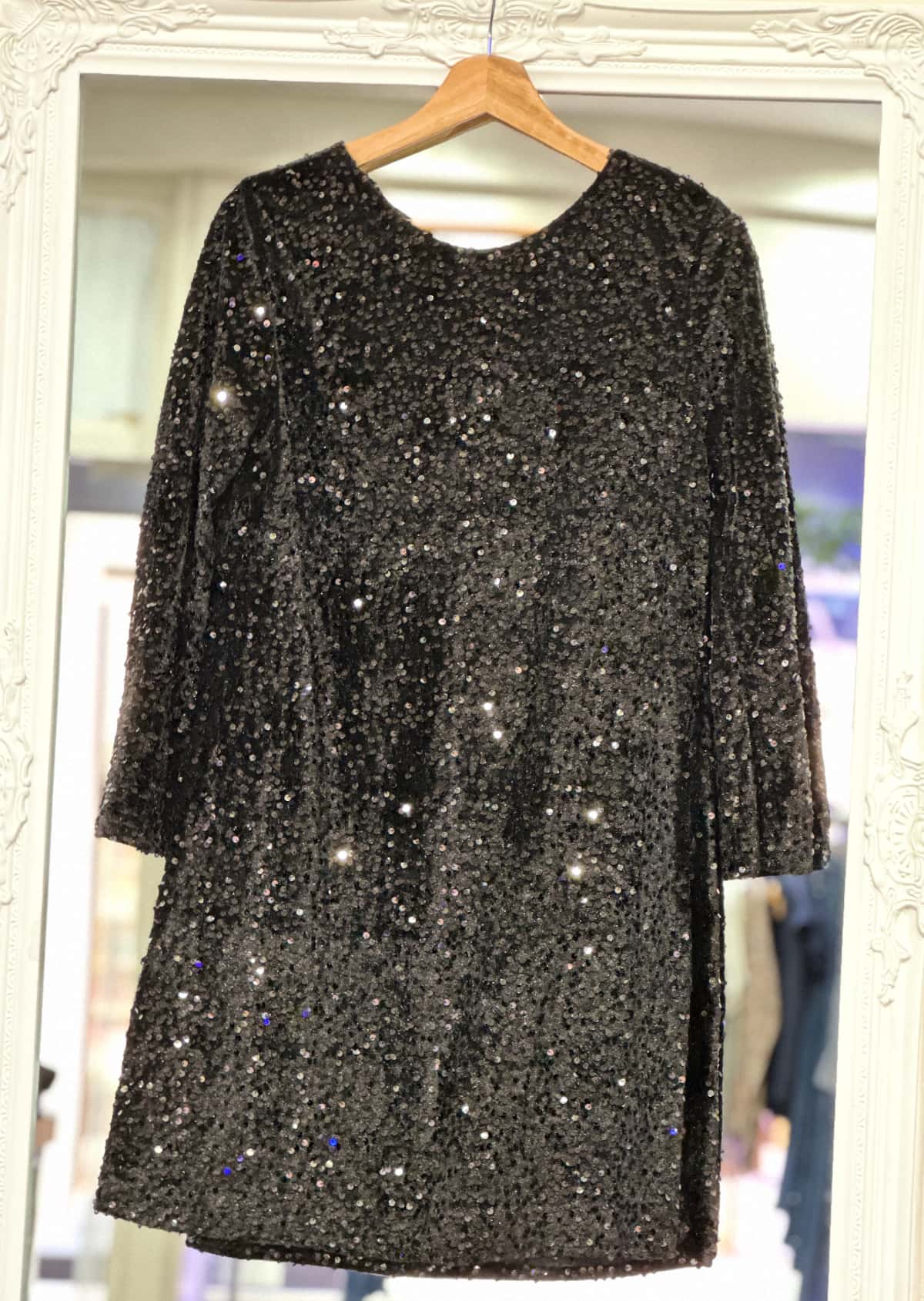 Robe paillettes noir femme