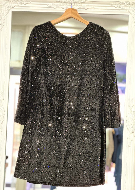 Robe paillettes noir femme