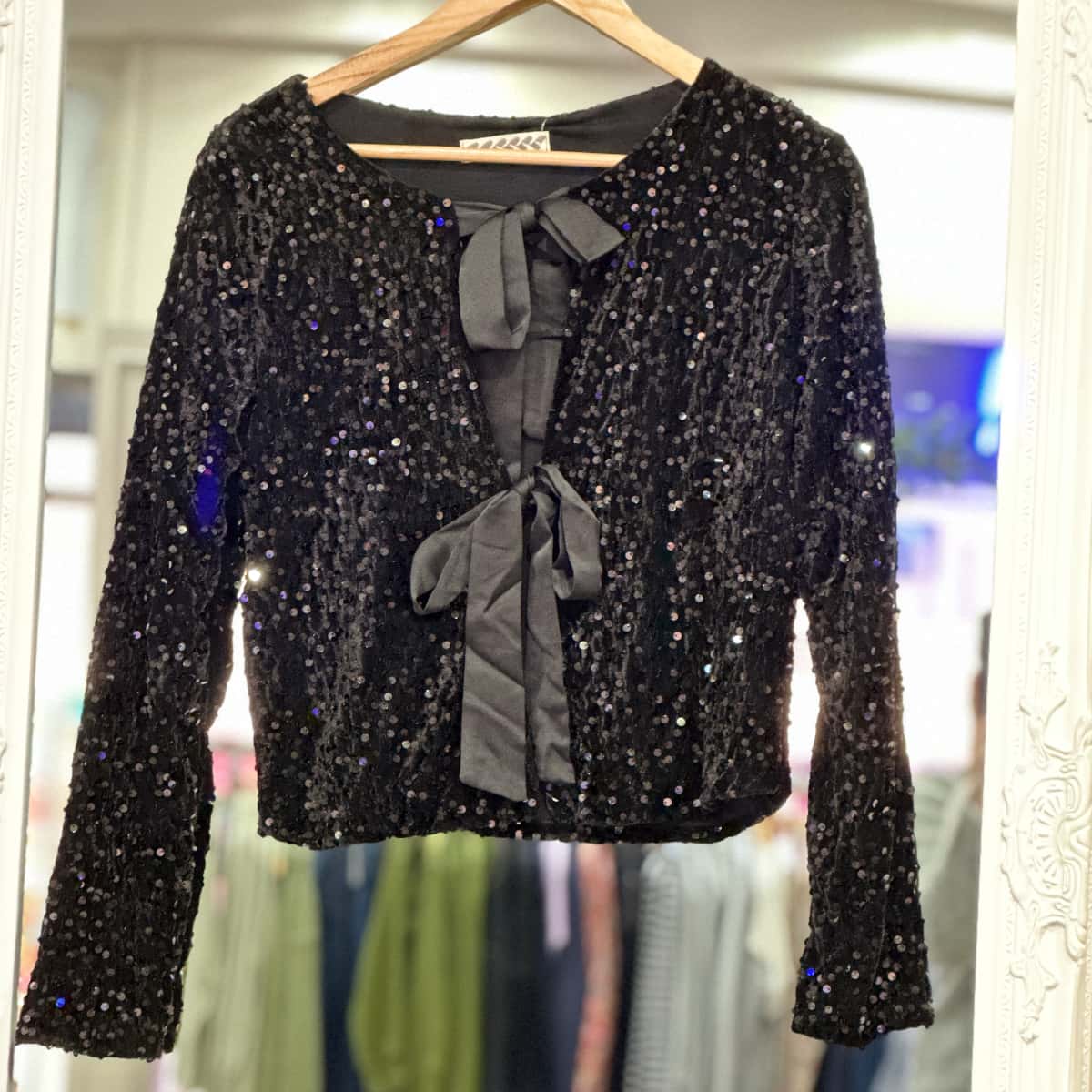 Gilet veste à paillettes noir