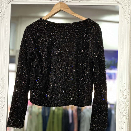 Gilet veste à paillettes noir