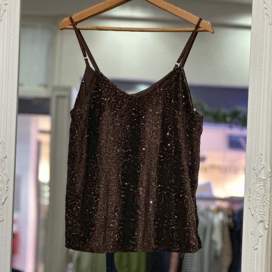 Débardeur à paillettes chocolat