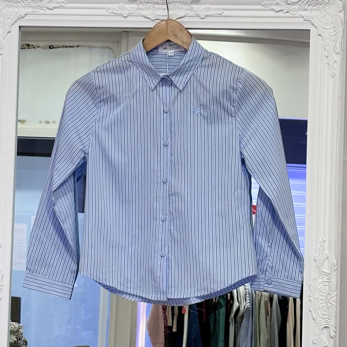 Chemise bleue rayée chocolat