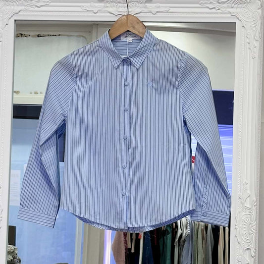 Chemise bleue rayée chocolat