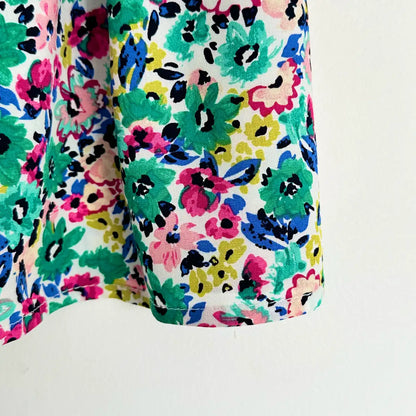Jupe courte fleurie verte petite fille