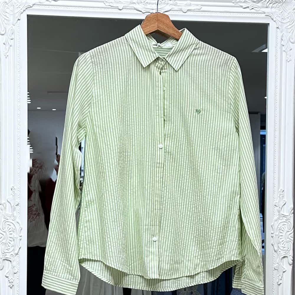 Chemise rayée verte E26 femme