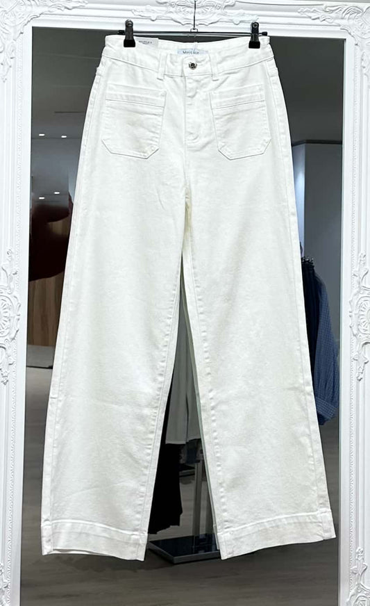 Jean blanc poches plaquées