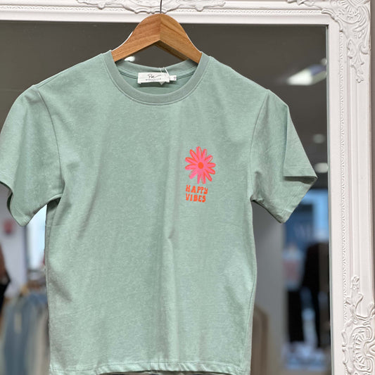 T shirt vert "Happy" junior