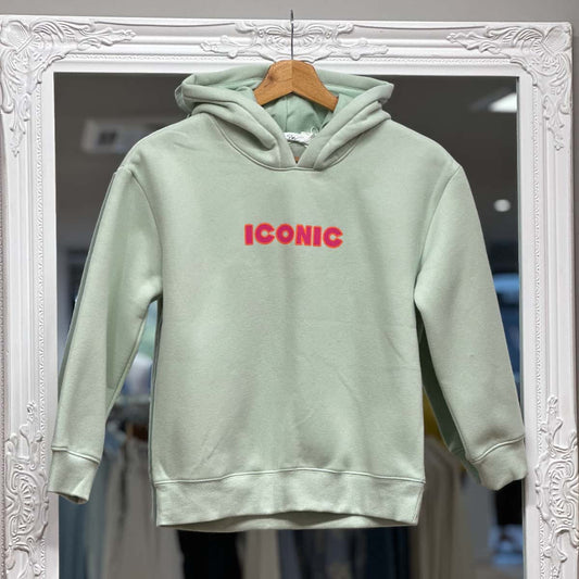 Sweat iconic vert tendre junior