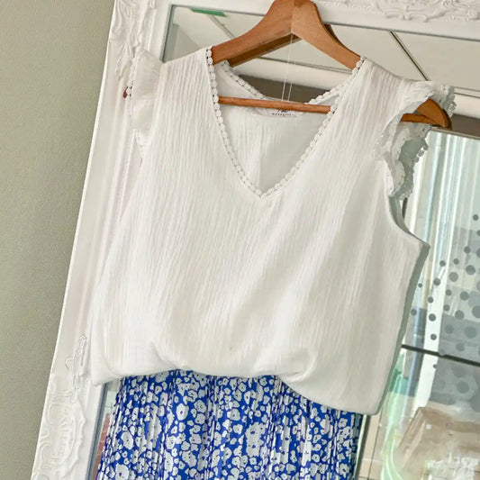 haut gaze de coton blanc femme