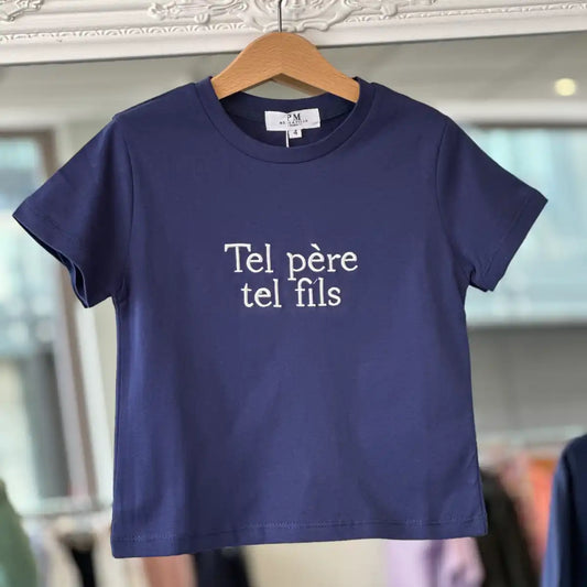 T-shirt Tel père tel fils marine enfant