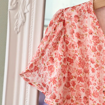 Robe manches courtes à fleurs femme