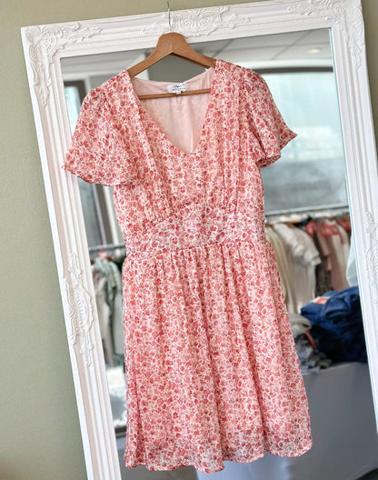 Robe manches courtes à fleurs femme