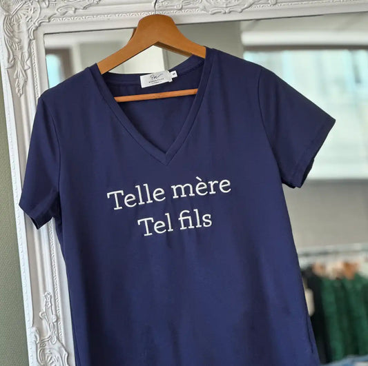 T-shirt « Telle mère tel fils »marine femme