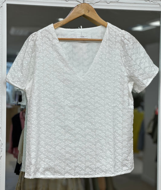 Blouse broderie anglaise manches courtes