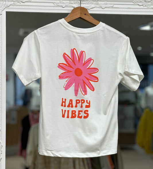 T shirt blanc "Happy" junior