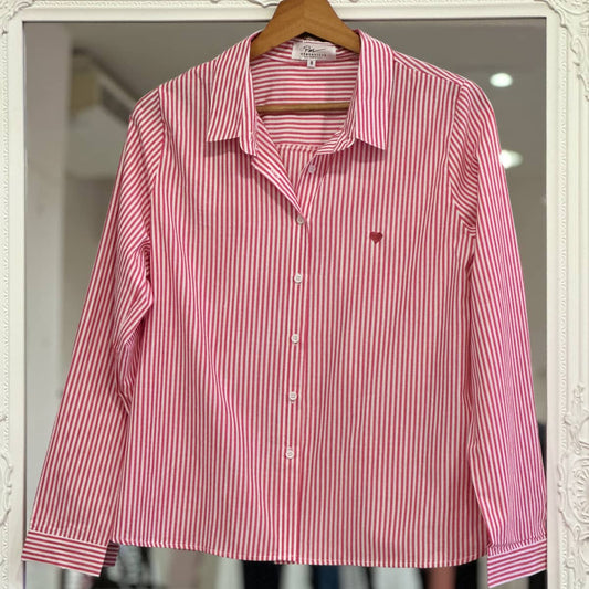 Chemise rayée rouge femme