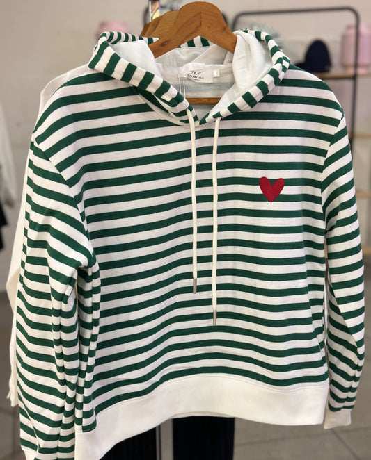 Sweat marinière vert enfant