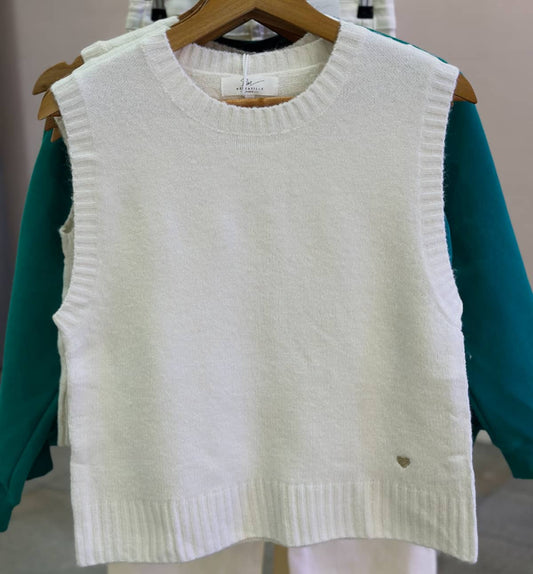 Pull sans manche blanc ado