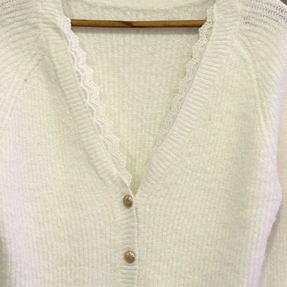 Gilet Blanc col dentelle femme
