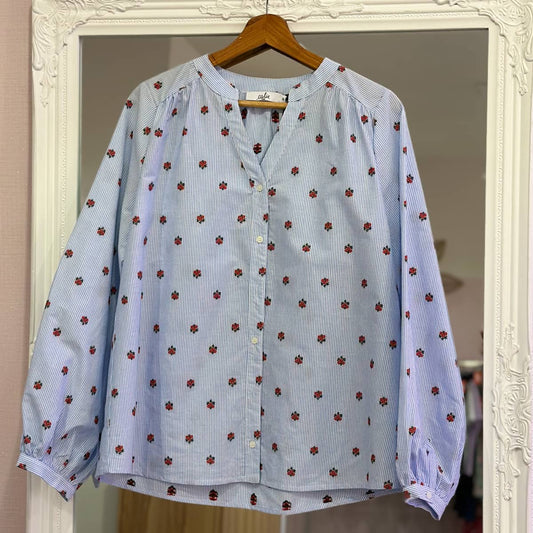 Chemise petites fleurs rouges