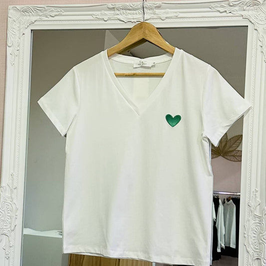 T-shirt cœur vert tendre FEMME