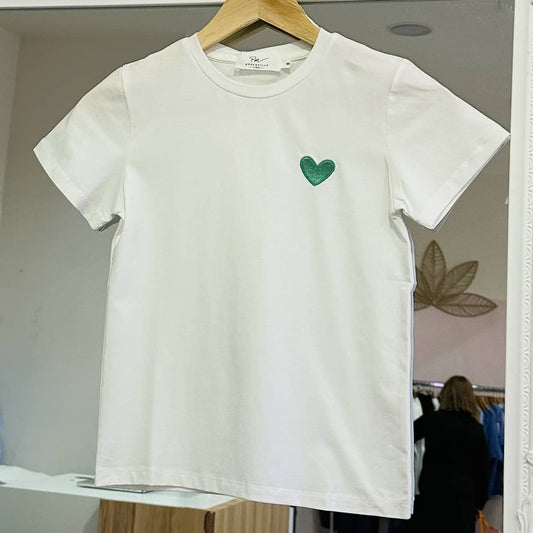 T-shirt cœur vert tendre ENFANT