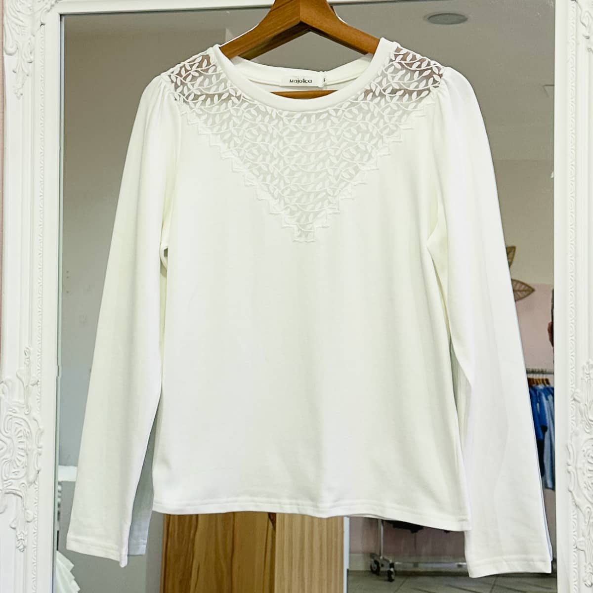 T shirt manche longue dentelle femme