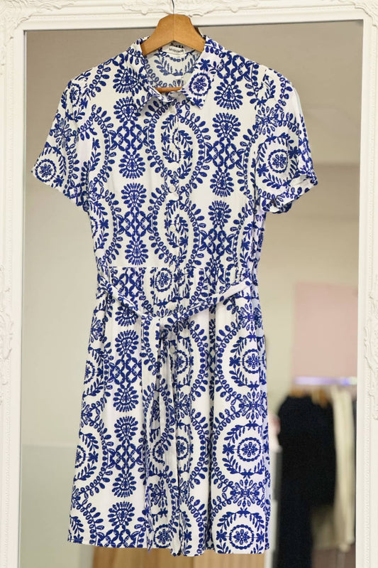 Robe courte imprimé bleu