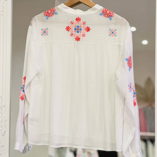 Blouse manches brodées