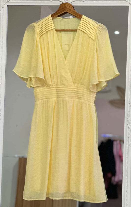 Robe courte jaune femme