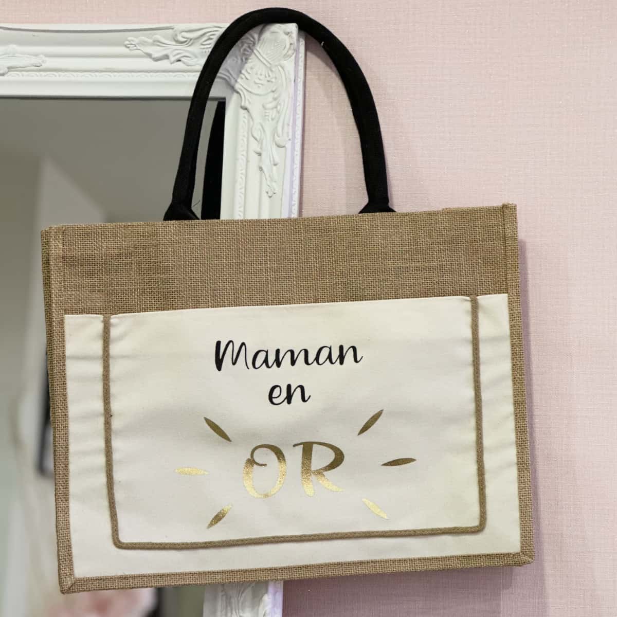 Sac cabas Maman en Or