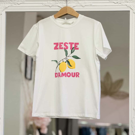 T shirt "Zeste d'amour"  rose junior