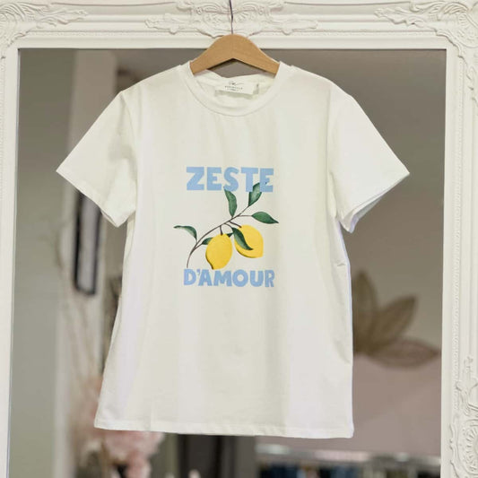 T shirt "Zeste d'amour" bleu junior