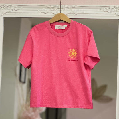T shirt rose " le soleil" junior