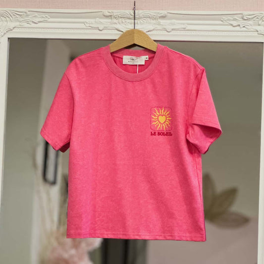 T shirt rose " le soleil" junior