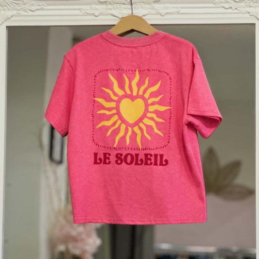 T shirt rose " le soleil" junior