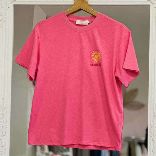 T shirt rose " Le Soleil"