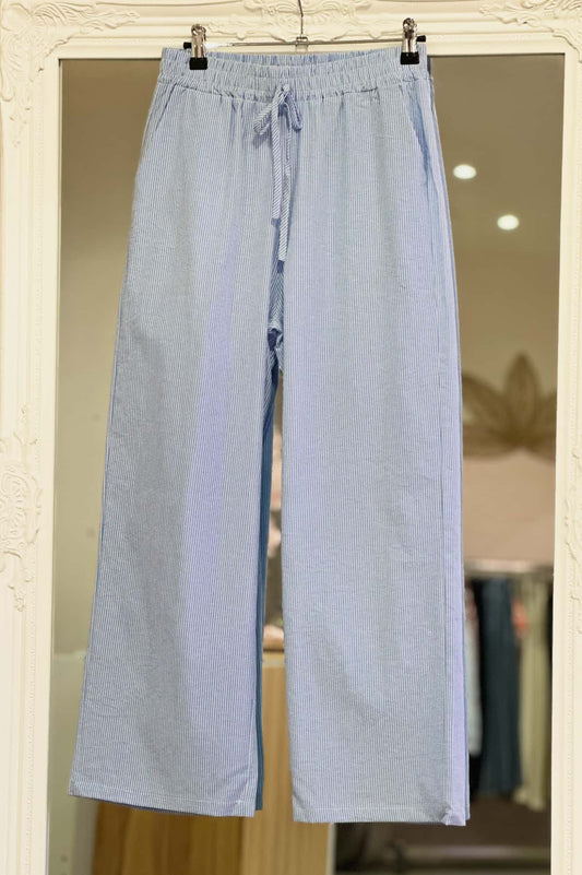 Pantalon coton bleu ciel femme