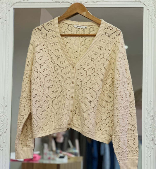 Gilet crochet beige