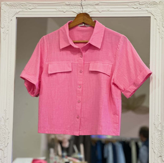 Chemise rose manche courte