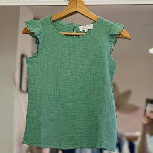 haut gaze de coton vert d eau  junior