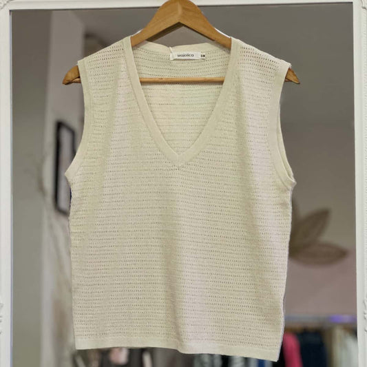 Débardeur maille doré femme