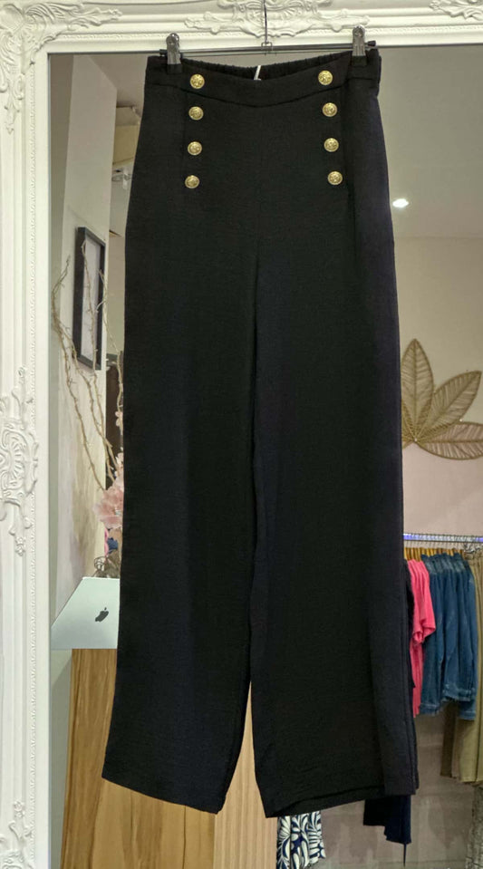 pantalon pont fluide noir femme
