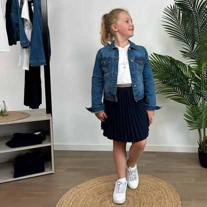 Jupe "plissée" marine courte à ceinture pailletée enfant